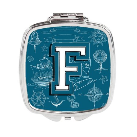 CAROLINES TREASURES Letter F Sea Doodles Initial Alphabet Compact Mirror CJ2014-FSCM